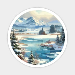 Winter Lake Winter Landscape Magnet